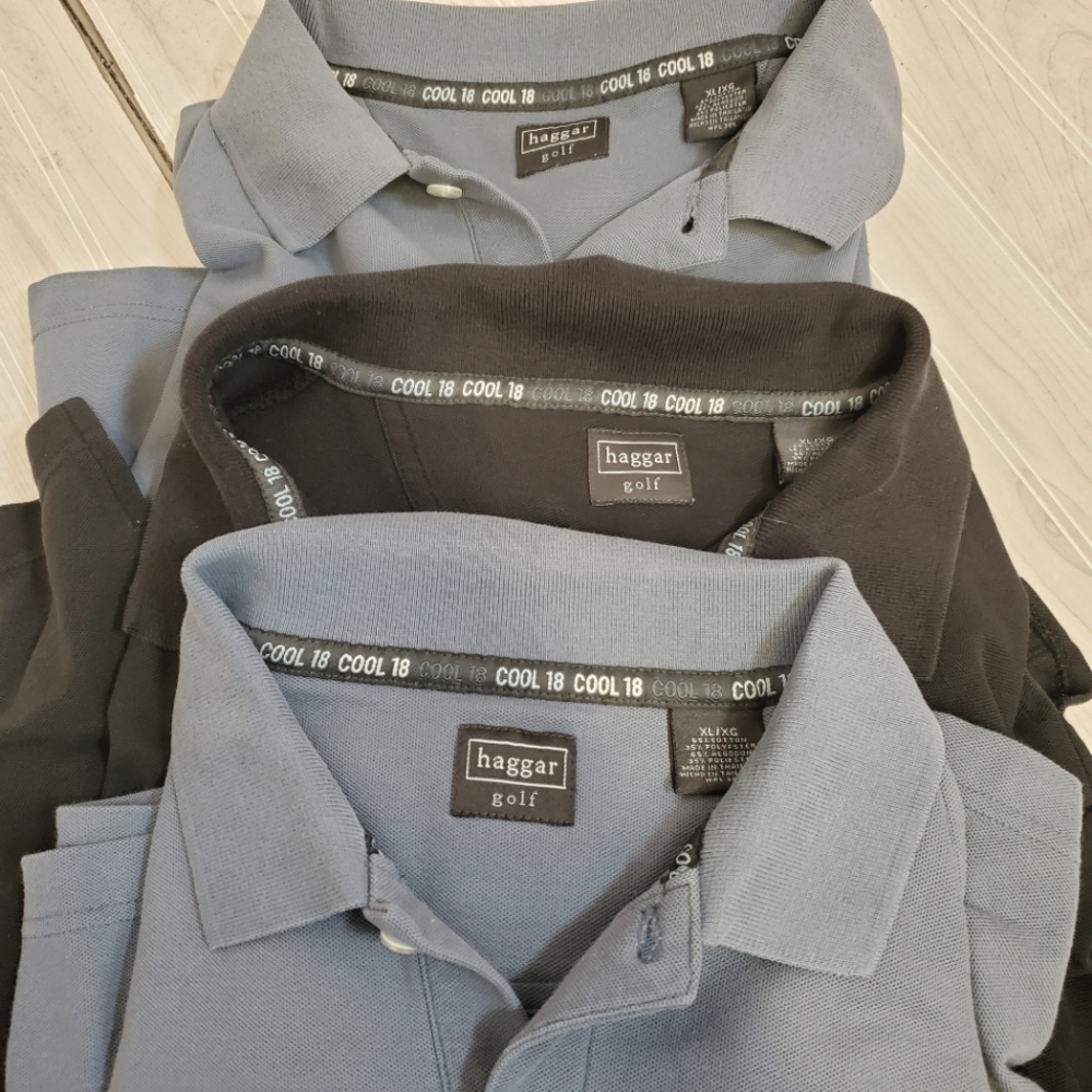 Haggar Polo Shirt Cool 18 Set Of 3 Men's Size XL Short Sleeve Casual Collar EUC